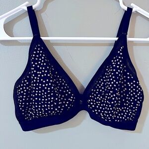 LIVELY Black Polka Dot Comfort Bra Mesh Trim Bralette size 2